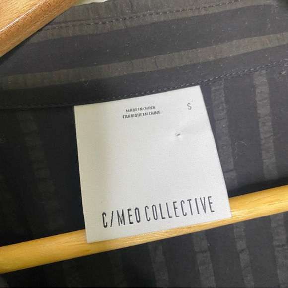 C/MEO Collective Long Sleeve Pinstripe Smocked Reform Midi Shirt Dress Small - Picture 4 of 10